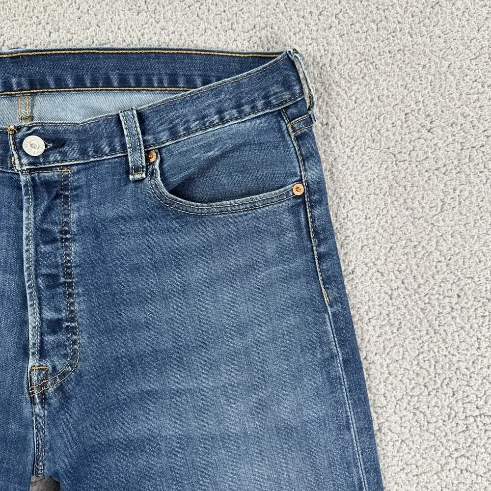 Levi's 501 Original Button Fly Jeans Men 36x30 Blue Straight Leg Stretch Cowboy